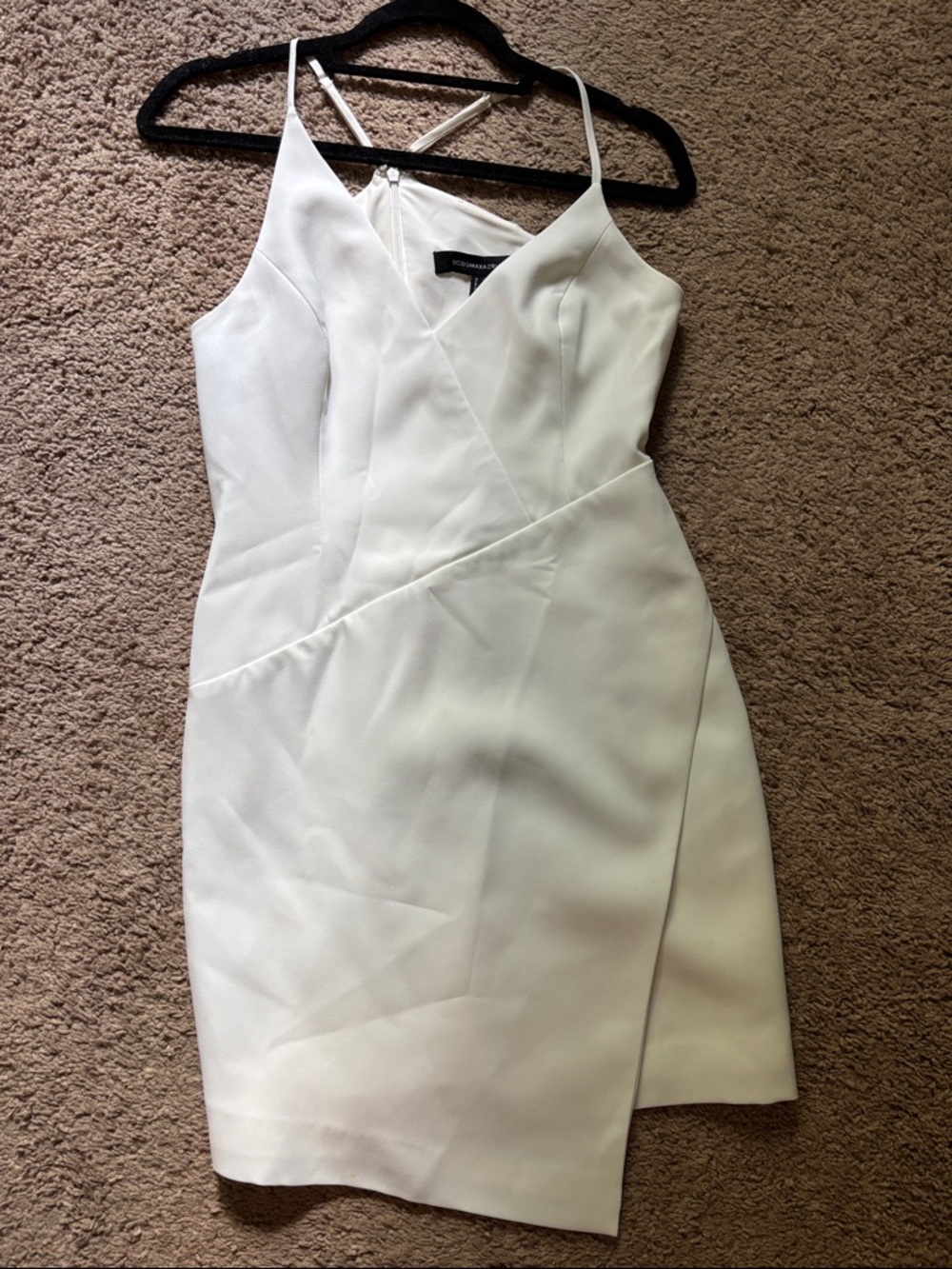 BCBGMAXAZRIA White Wrap-Detail Spaghetti Strap Dress